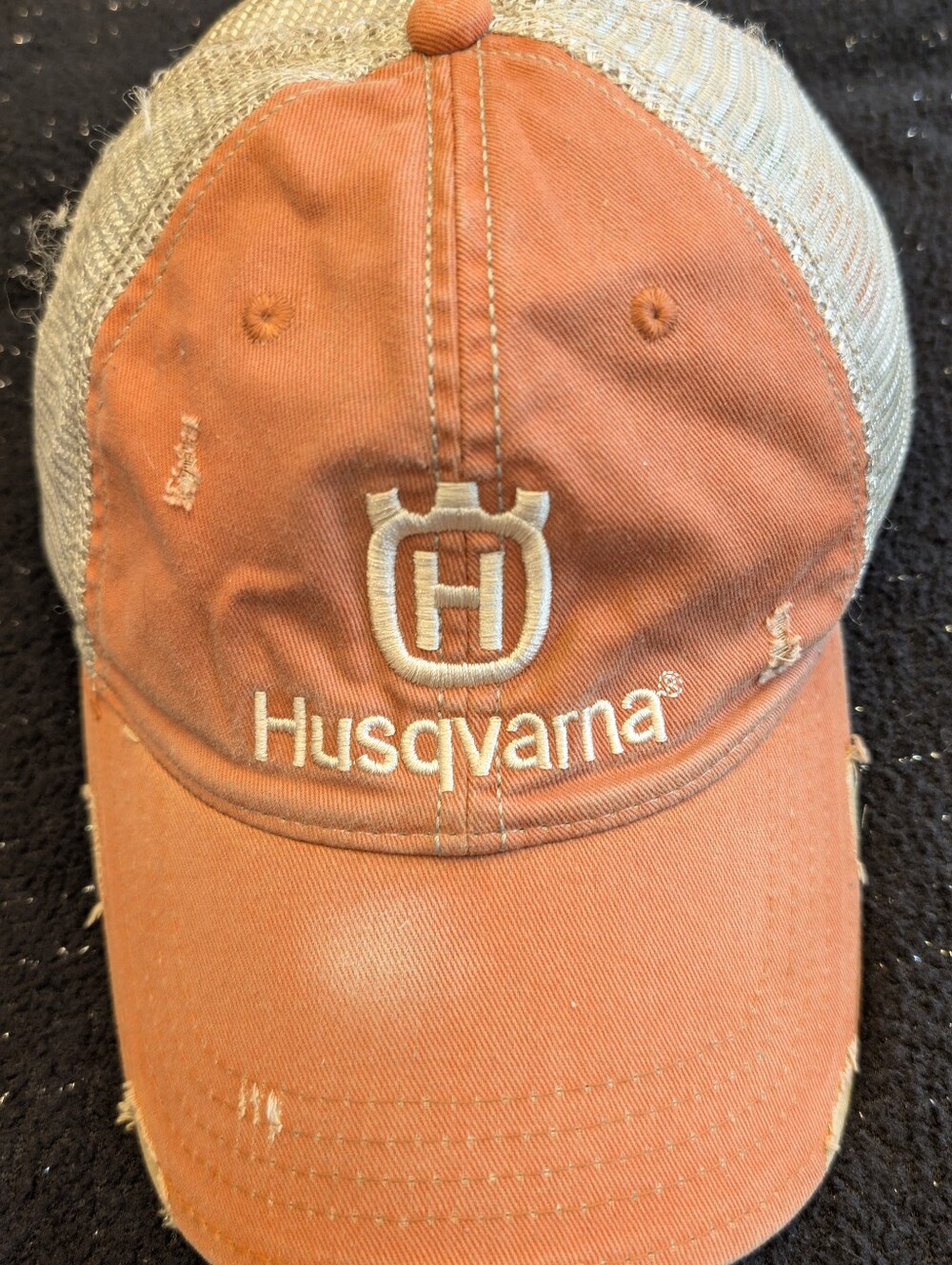 Husqvarna Men's Orange and Tan Logo Trucker Cap
